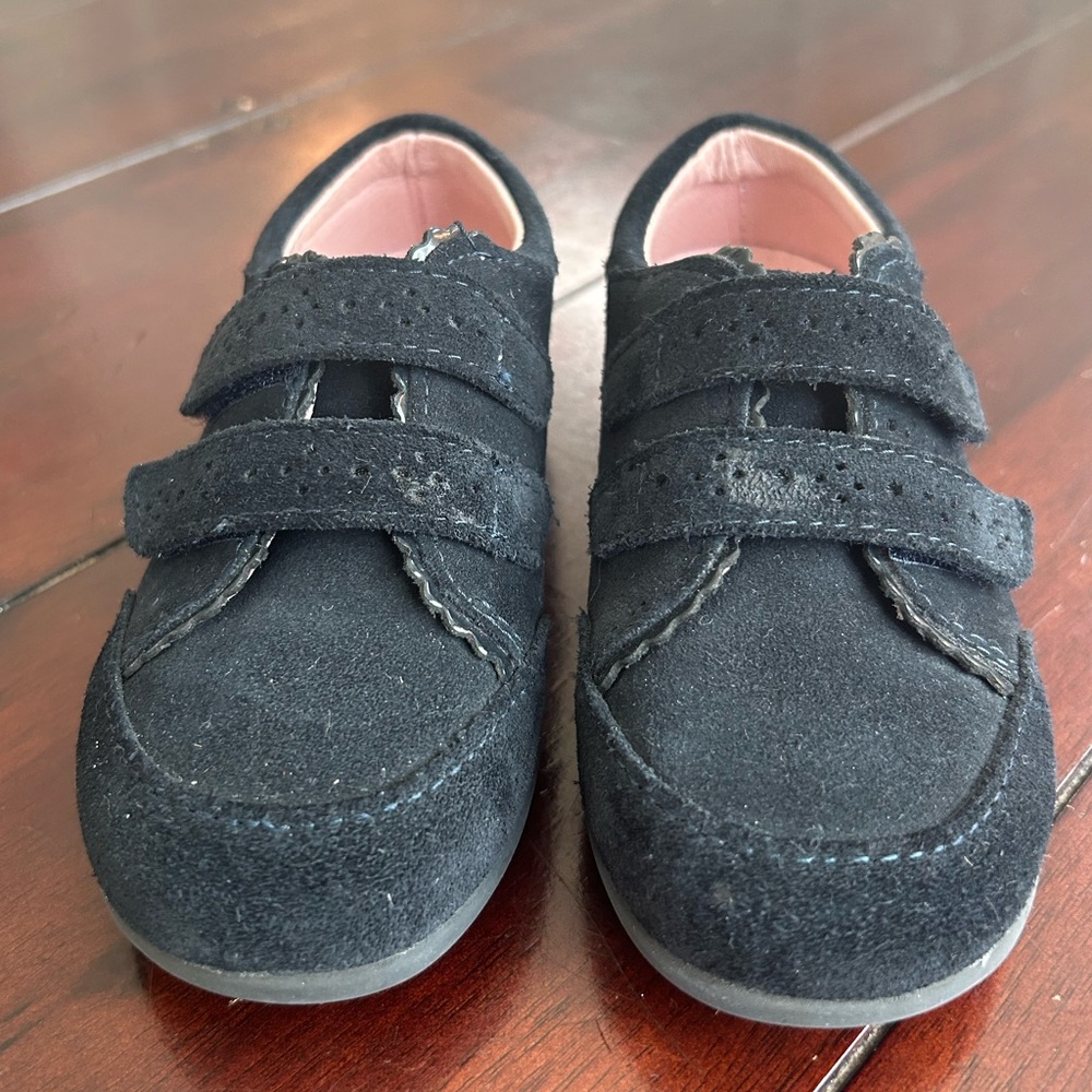 Jacadi Paris Girls Black Suede Velcro Sneakers